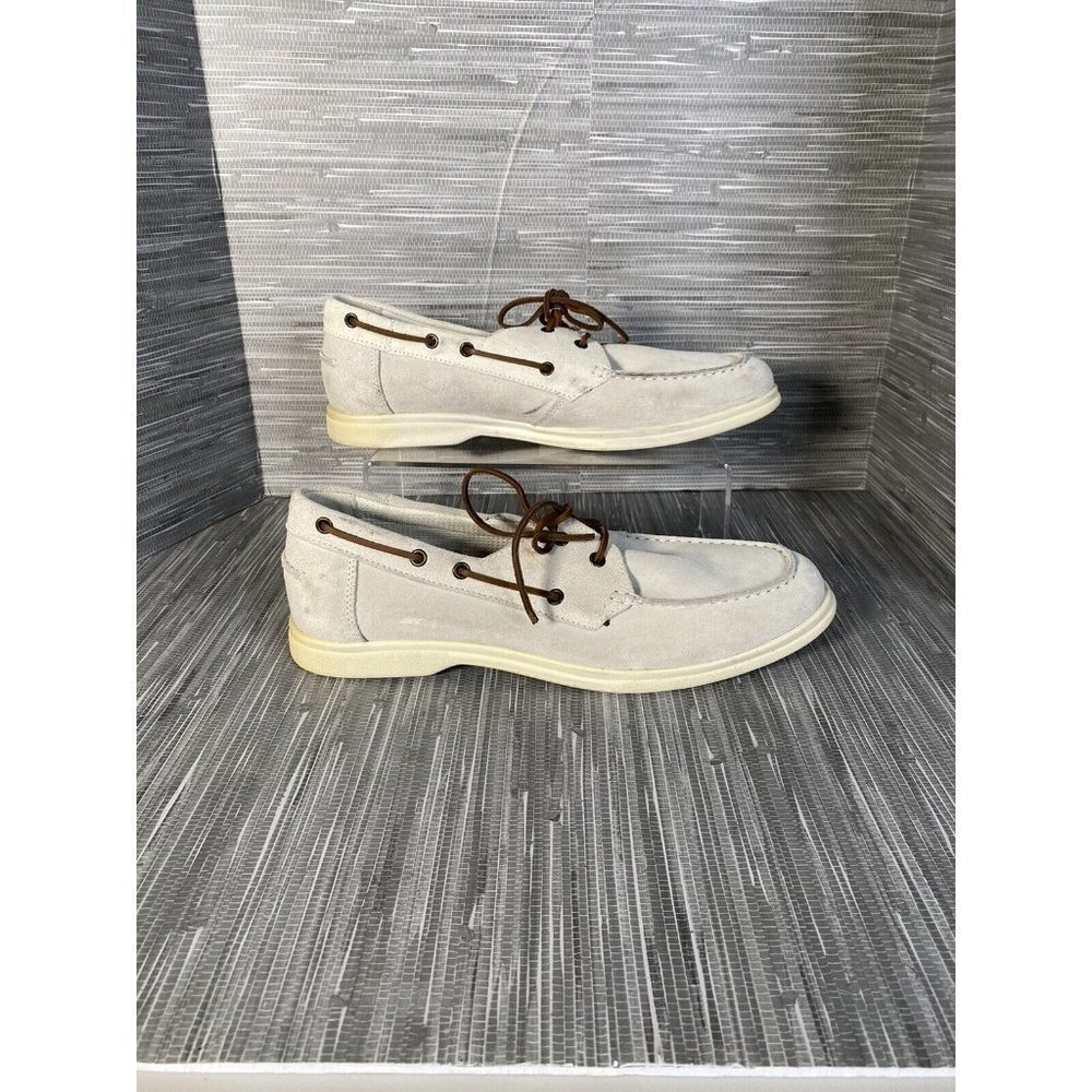 - Eleventy‎ Casual Boat Shoes Slip On White Suede Mens Size 44 US 11